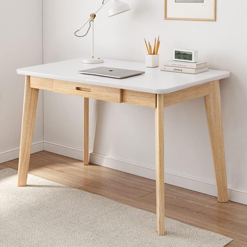 IOTXY Solid Wood Writing Desk - Home Office Laptop Computer Table, White