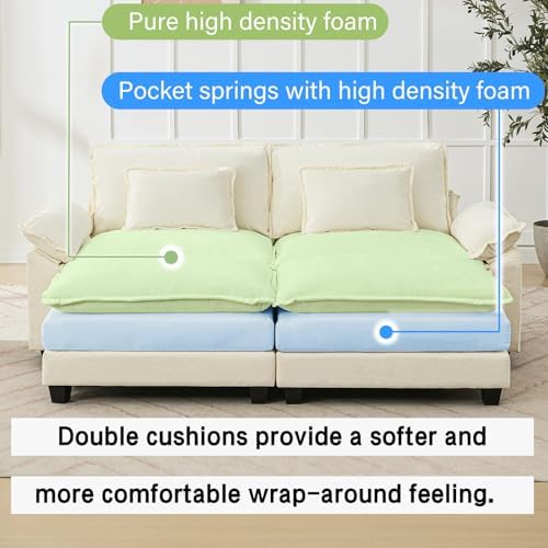 Oprisen 86" Modular Sectional Sofa, Comfy Deep Cloud Couch with Ottoman