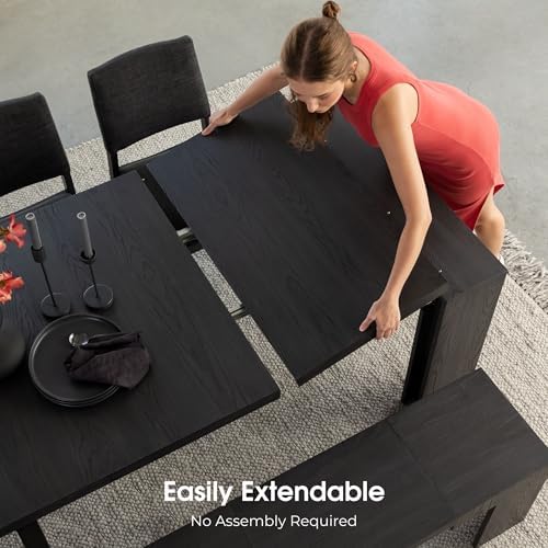 Transformer Table Solid Wood Extendable Dining Table, Black