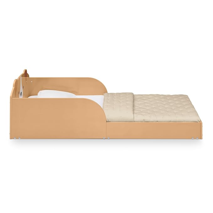 Delta Children Puppy Wood Floor Toddler Bed with Reusable Stickers, Brown