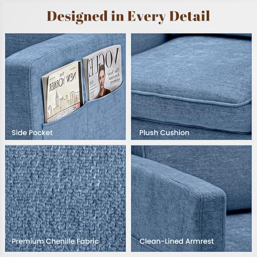 Accent Chair Set of 2, Living Room Chairs, Chenille Reading Armchair