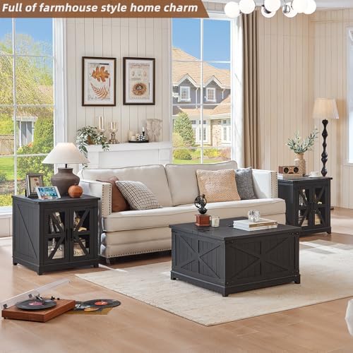 Joaxswe Farmhouse Coffee Table Set 2, End Table and Coffee Table