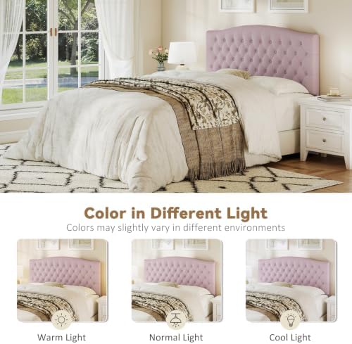 Befurtori Queen Headboard Only, Velvet Classic Tufted Design, Pink