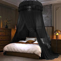 Kertnic Mosquito Net Bed Canopy for Girls, Princess Canopy Bed Curtain Fine Sheer Mesh Dome Bed Canopies, Girls & Adults Lace Tent for Twin Full Queen King Bed (Black)