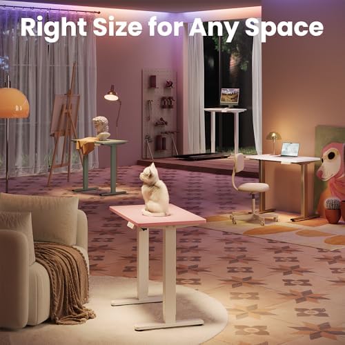HUANUO 55x28 Inch Electric Standing Desk, Height Adjustable, Pink