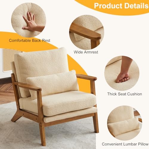 Karl home Mid-Century Lounge Accent Chair, Khaki