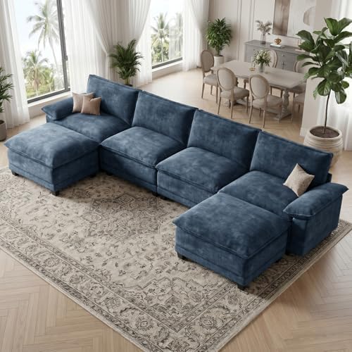 140" Modular Sectional Couch, U Shaped Cloud Sofa for Living Room