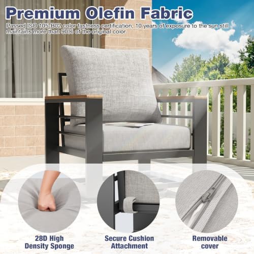 Aoxun Aluminum Patio Furniture Set 7 Seats with Swivel Chair, Oversized Outdoor Sectional with Washable Thick Cushions, Coffee Table, Patio Conversation Sets for Porch, Balcony, Deck