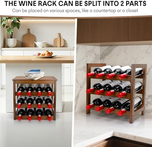 Wine Rack Freestanding Floor, 6-Tier Display Wine Storage Shelf