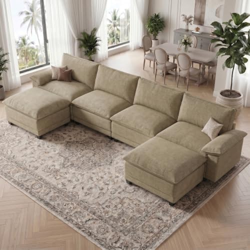 140" Modular Sectional Couch, U Shaped Cloud Sofa for Living Room