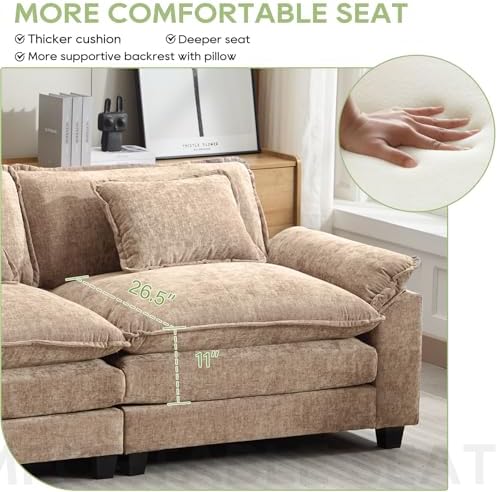 Oprisen 86" Modular Sectional Sofa, Comfy Loveseat Deep Cloud Couch