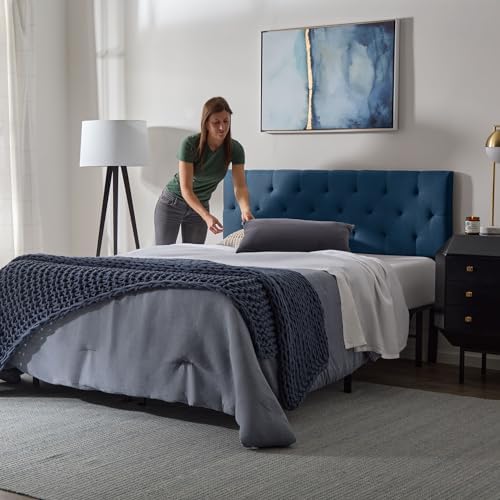 Lucid Mid-Rise Upholstered Headboard - Diamond Tufted - Padded Polyester - Adjustable Height from 34” to 46” - Easy Assembly - Bed Frame or Wall Mount - Sturdy - Cobalt - Twin / Twin XL Size