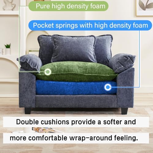 Oprisen 53" Modular Sectional Sofa, Comfy Single Sofa Deep Cloud Couch