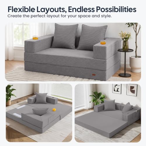 COMAX Boneless Futon Sofa Bed, 59" Small Low-Profile Floor Couch