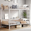 Jocoevol Metal Bunk Bed Twin Over Twin, Industrial Bunkbeds Heavy Duty Bed with Safety Guard Rails and Space-Saving Design, Steel Bed for School, Bedroom (White)