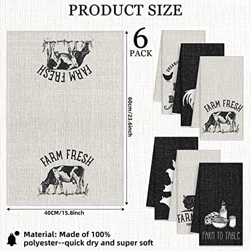 Redbaker 6 Pcs Farm Animal Kitchen Towels Farmhouse Funny Dish Towel