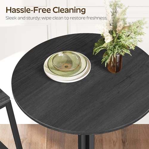 YATINEY Round Bar Table Set of 2, Counter Height Pub Table, Bar Height Cocktail Table, Versatile Use, for Dining Room, Kitchen, Bar, Pub, Cafe, Black BT10L2BB