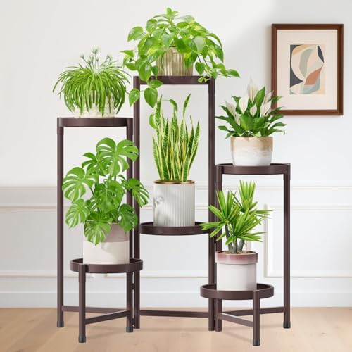 iDavosic.ly Plant Stand Indoor Outdoor, 6 Tier Metal Corner Shelf, Bronze