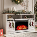 YESHOMY Farmhouse Fireplace TV Stand for TVs up to 65+ Inch, Rustic White