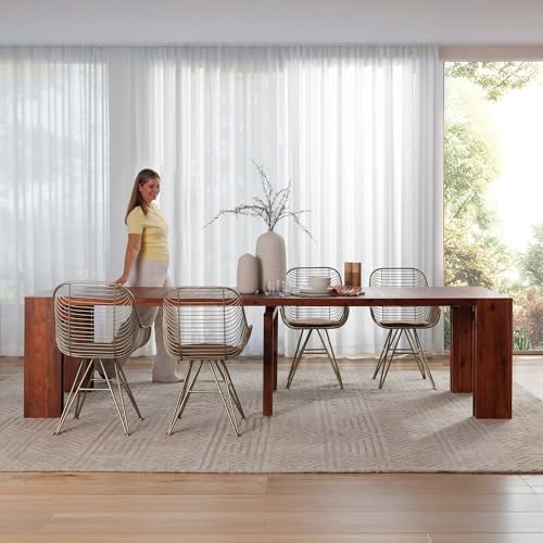 Transformer Table Solid Wood Extendable Dining Table, Red Oak