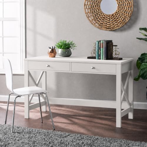 ChooChoo 47.24 Inches Farmhouse Computer Desk with 2 Drawers
