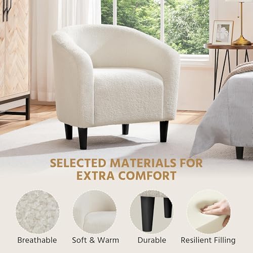 Yaheetech Compact Sherpa Accent Chairs Set of 2 for Small Spaces, Ivory