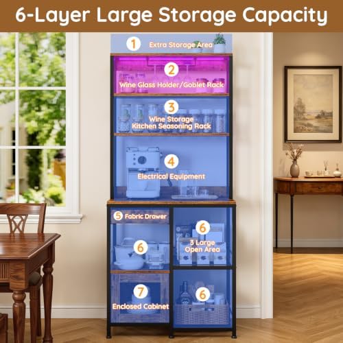 LIFECHOVY 67.7" Tall Bar Cabinet with Power Outlets
