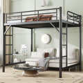Bellemave Full Loft Bed, Metal Round Pipe, Dual Ladders, Save Space, Black