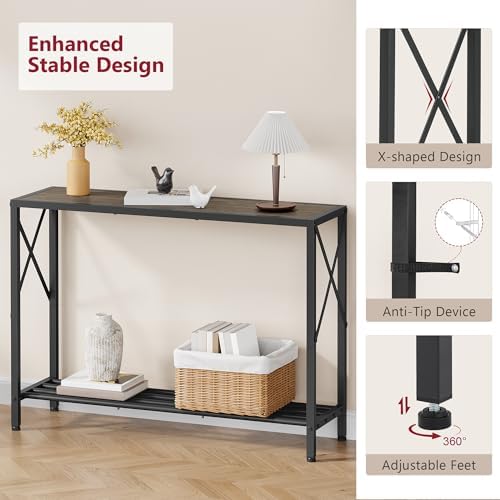 Tajsoon Console Table 41.8", 2 Tier Entryway Table with Storage Shelves