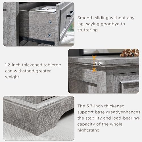 ACCOHOHO Farmhouse 5 Drawers Dresser Chests for Bedroom, Gray