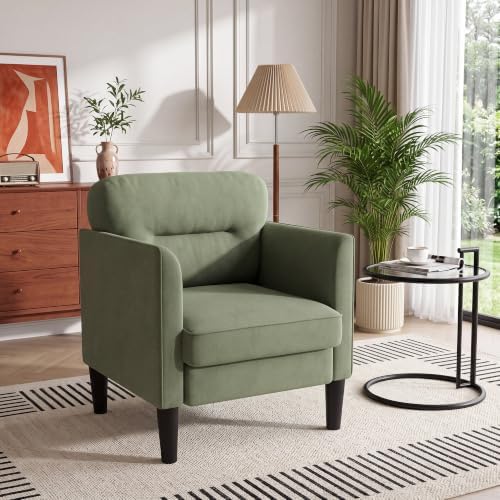 Kromax Accent Chair for Living Room, Comfy Upholstered Armchair, Green