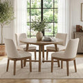 HNY Modern Dining Chairs Set of 4 with Comfortable Back Support, Farmhouse Soft Linen Upholstered Kitchen Dining Room Chairs with Solid Wood Legs, Armless Accent Side Chairs for Living Room, Beige