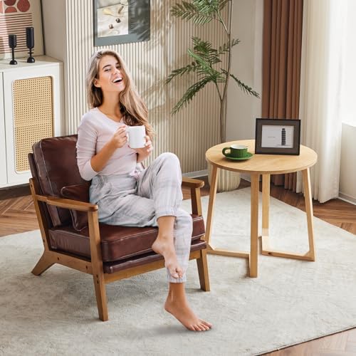Karl home Mid-Century Lounge Accent Chair, Red-Brown