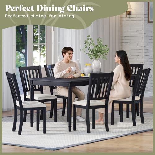 AMERLIFE Set of 8 Farmhouse Upholstered Dining Chairs with Wood Legs, Grey