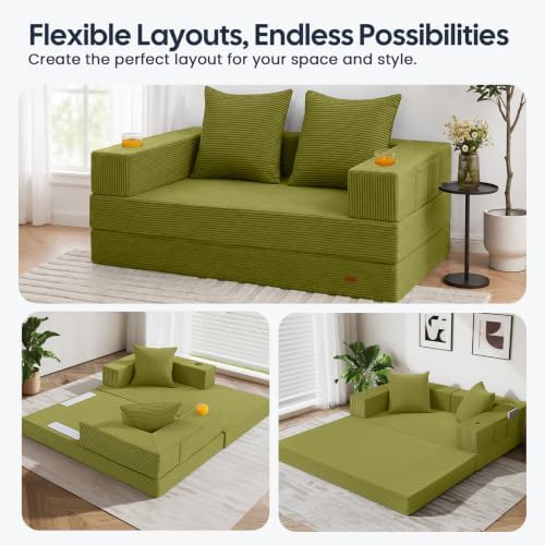 COMAX Boneless Futon Sofa Bed, 59" Small Low-Profile Floor Couch