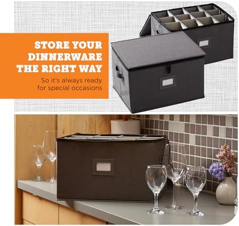 storageLAB Wine Glass Storage Cases | Hard Shell Felt Dividers | 2 Pack