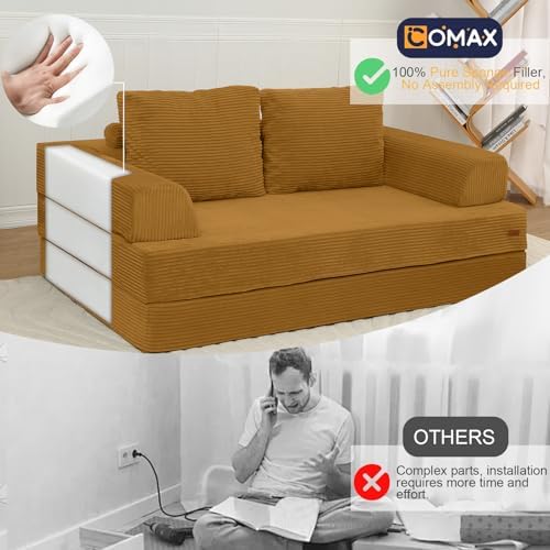 COMAX Convertible Futon Sofa Bed, 59" Folding Boneless Loveseat Small Couch