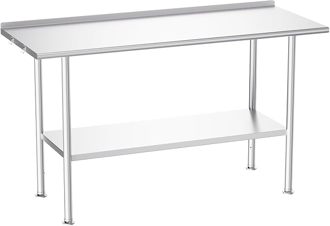 Atelicf NSF Stainless Steel Prep Table 24X60 inch with Backsplash