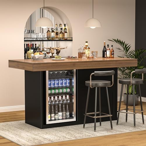 GDLF Bar Height Table with Fridge Space, Home Pub Table with Storage