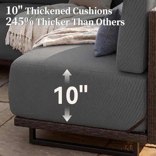 LazySunsets Patio Furniture Set with 10'' Ultra-Thick Cushions