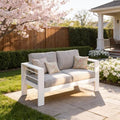 Aluminum Outdoor Sofa, White Patio Sofa, Patio Loveseat for Small Spaces