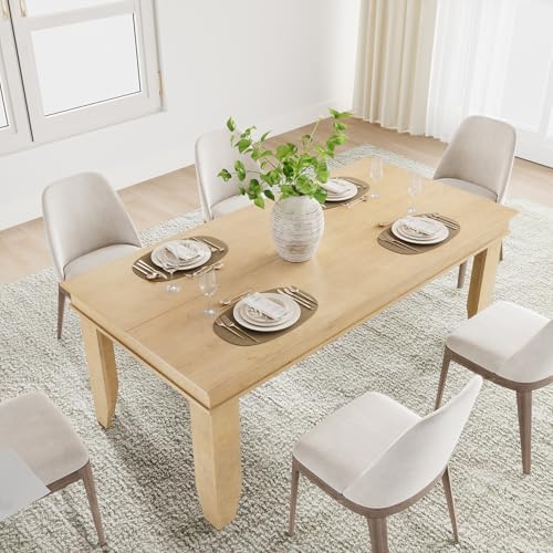 GarveeHome Farmhouse Dining Table for 6-8 People, 71" Long Kitchen Tables