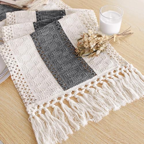 FEXIA Farmhouse Table Runner for Home Decor 12x108 Grey Fall Home Decor