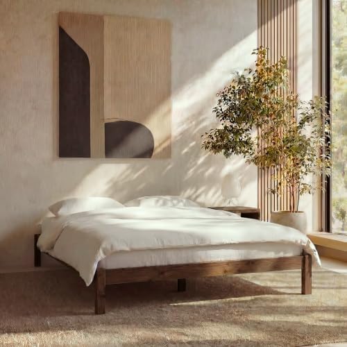 LIFEMENT Full Bed Frame Classic Wood Platform, Noise Free, Under Bed Storage, No Box Spring Needed, Easy Assembly, Espresso