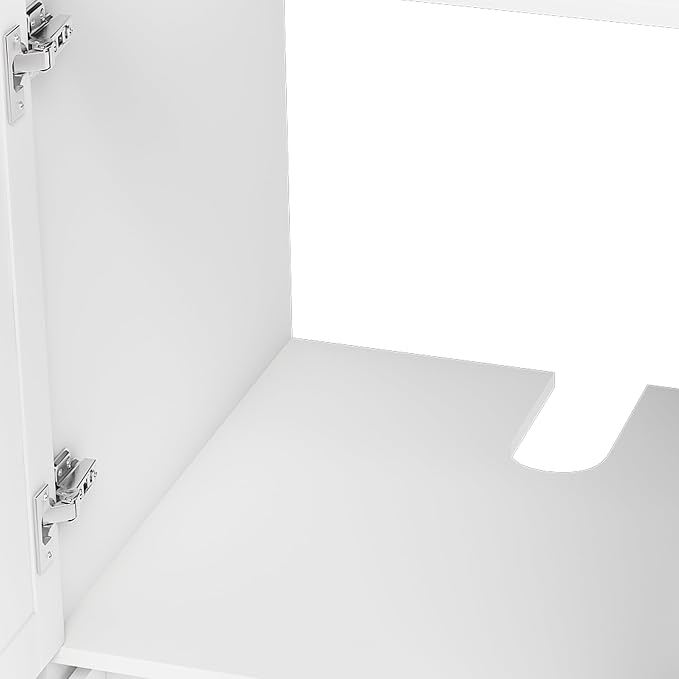 Montary 48" Modern Bathroom Vanity Base Cabinet, Solid Wood Construction | Soft-Close Double Doors & 9 Full-Extension Drawers(Basin & Top Not Included),White