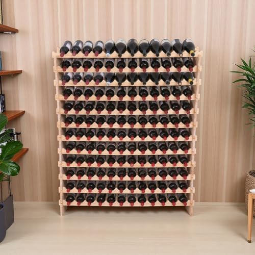Wine Rack freestanding Floor Cabinet 144bottle Wood Stackable Storage Modular Wine Holder Display Shelves ﻿