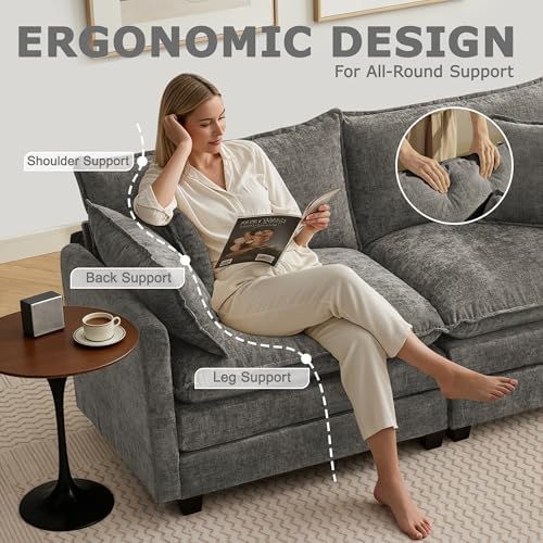 111" Modular Sectional Sofa, L Shaped Cloud Couch with Ottoman