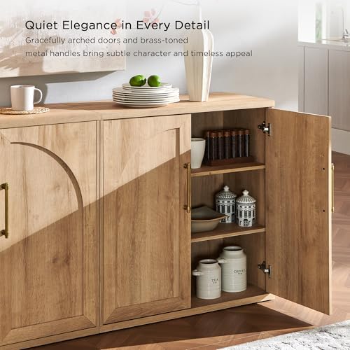 ACCOHOHO Arched Door Sideboard Buffet Cabinet, Natural Oak