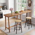 78.7" Solid Wood Bar Table with Footrest, Rustic Brown