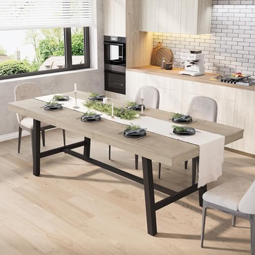 Garvee 63-83" Extendable Kitchen Table, Butterfly Dining Table, Grey